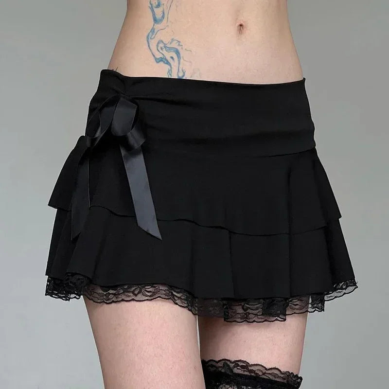 Low Waist Bow Stitching Mini Skirt Main image