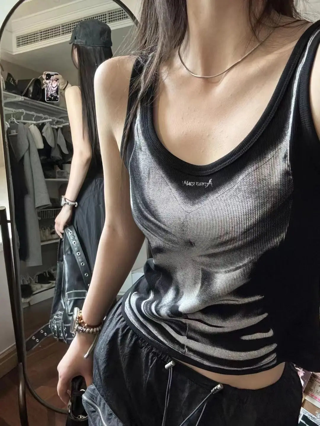 Retro Y2K Hot Girl Slim Suspender Crop Top