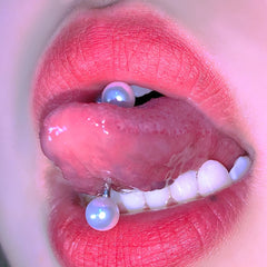 14G Pearl Stainless Steel Eyebrow Tongue Ring