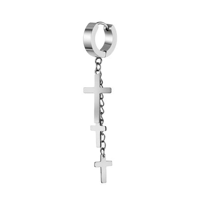 Unisex Punk Cross Tassel Chain Clip Earring