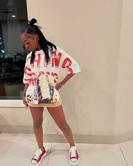 Y2K Sports Trend Print Loose T-shirt