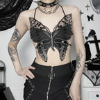 Strappy Tied Lace Butterfly Crop Top