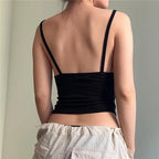Spaghetti Straps Ruched Casual Backless Crop Top