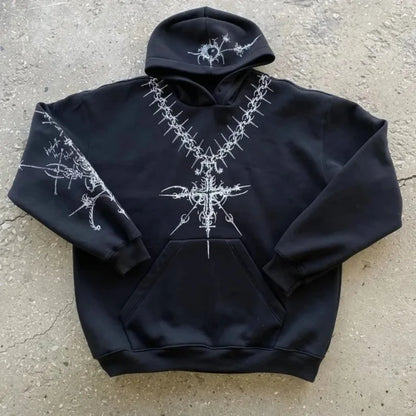 Gothic Pattern Print Casual Hoodie