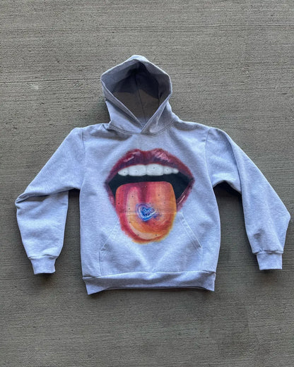 Gothic Lips Graphic Pullover Hoodie
