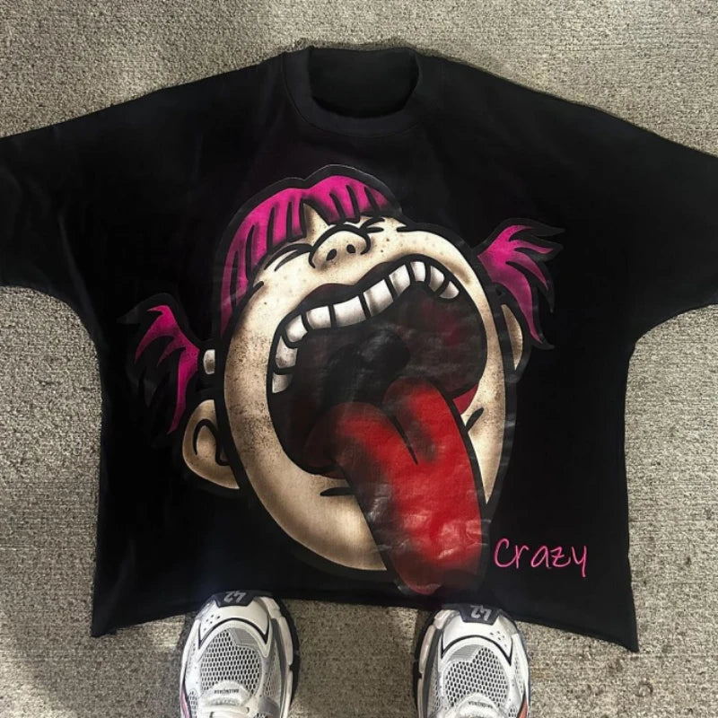 Funny Pattern Print Loose Cotton T-shirt Main image