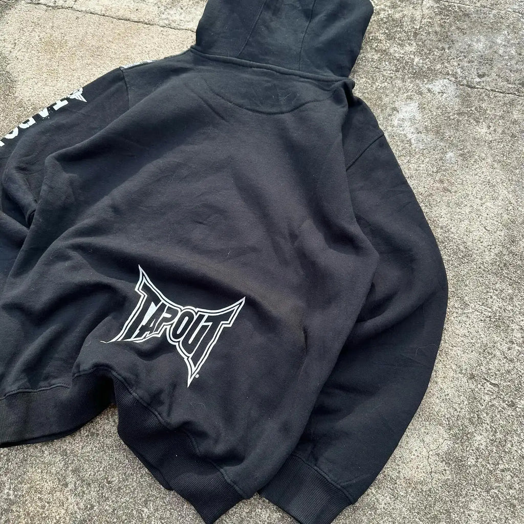 Gothic Retro Letter Print Zip Hoodie