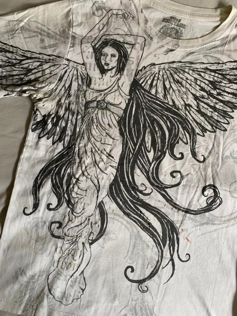 Goddess Print Vintage Cotton T-shirt