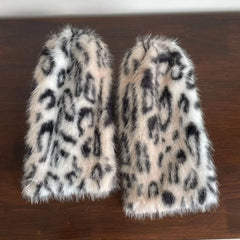 Gothic Leopard Plush Fur Leg Sock