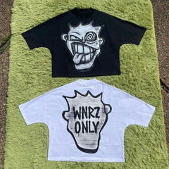 Quirky Pattern Print Oversized Cotton T-shirt