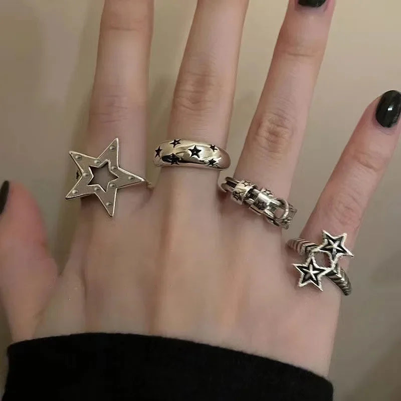 Geometric Star Pentagram Gothic Ring Main image