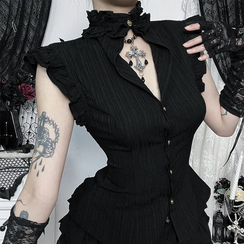 Single Breasted Sleeveless Blouse