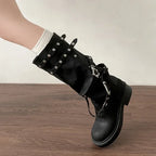 Designer Rivet Punk Gothic High Heel Platform Boot