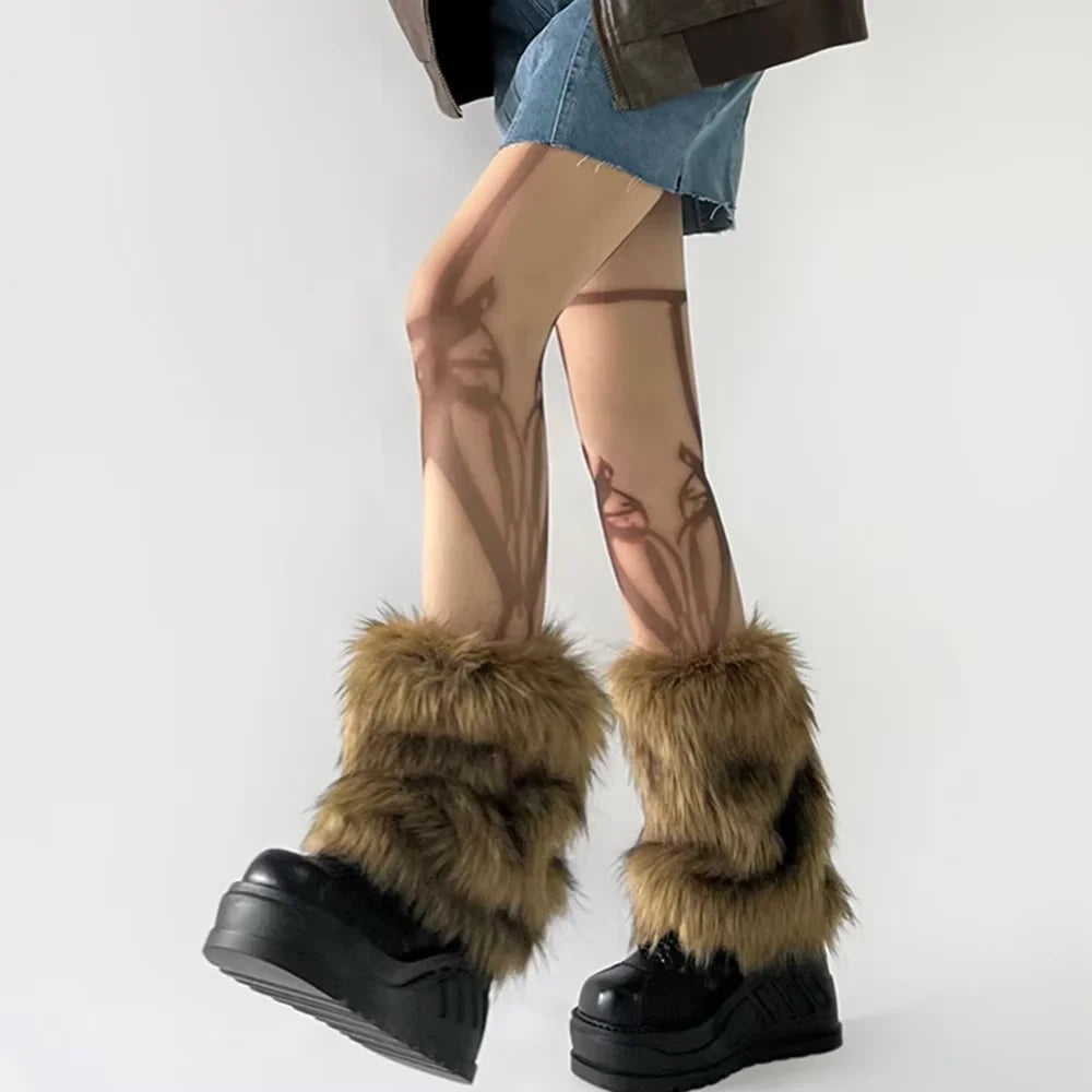 Gothic Faux Fur Thick Plush Sock