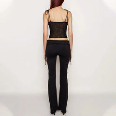 Slim Fit Mesh Perspective Pleated Tank Crop Top