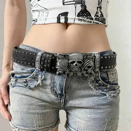 Gothic Skull Hand Leather Belt