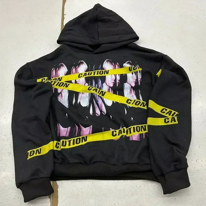Gothic Print Oversized Hoodie