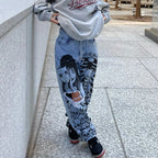 High Waist Ripped Gothic Denim Pant