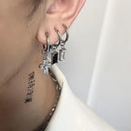 Cubic Zirconia Cross Hoop Dangle Earring