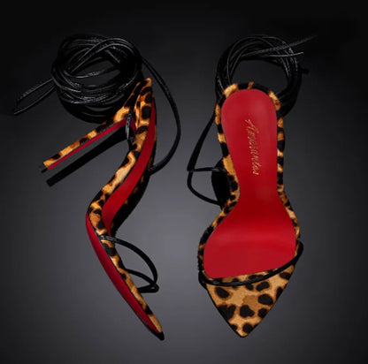 Pointed Strap Gothic Slim High Heel Sandals