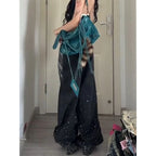Rhinestone Low Waist Pants