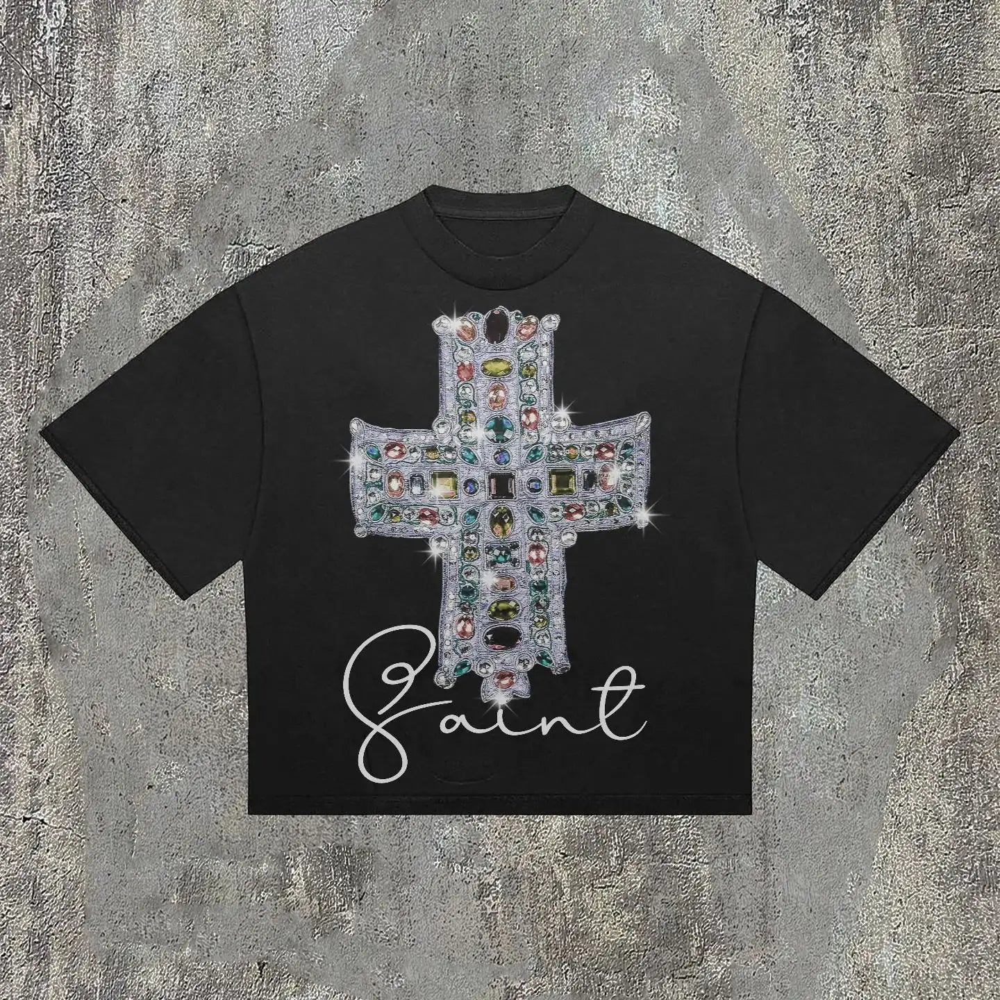 Gothic Retro Cross Pattern Cotton T-shirt