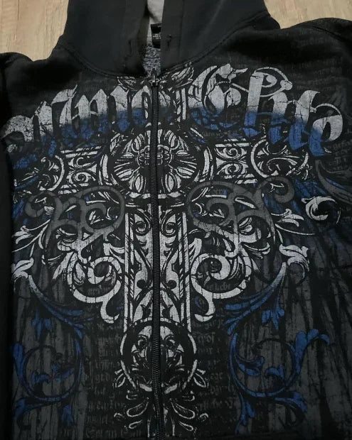 Gothic Print Pullover Sweater