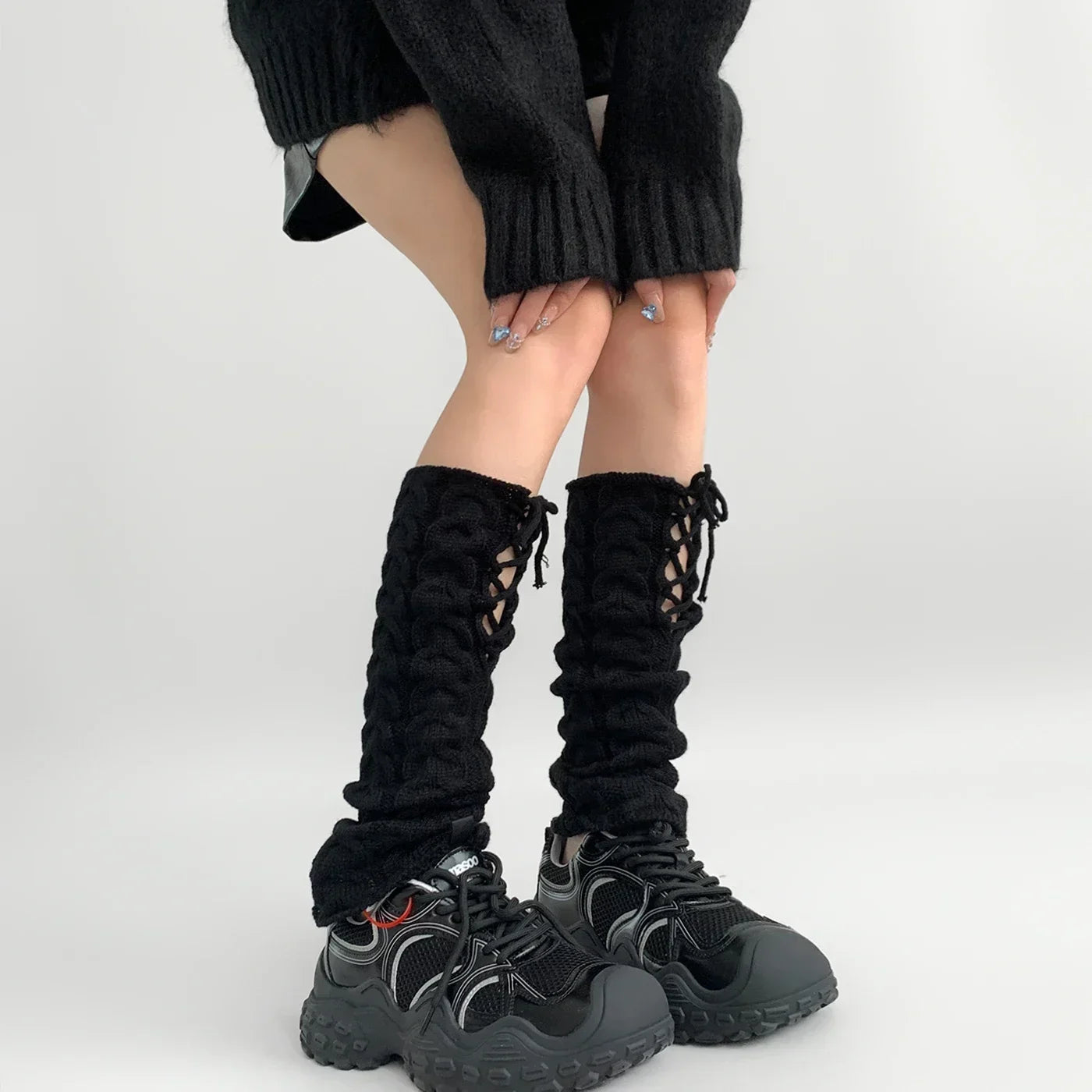 Gothic Knitted Strappy Warm Sock