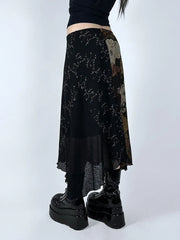 Floral Mesh Holiday Casual Skirt
