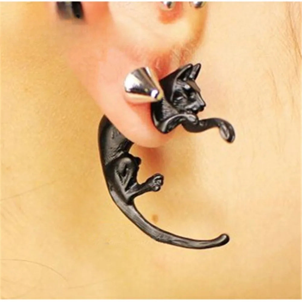 Silver Thorns Hoop Five-Pointed Star Earring