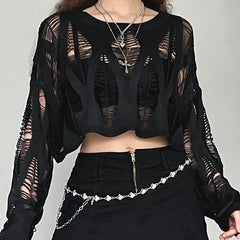 Hollow Out Knit Mesh Top