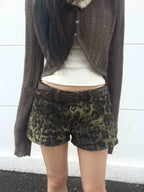 Rivet Lace-up Leather Short