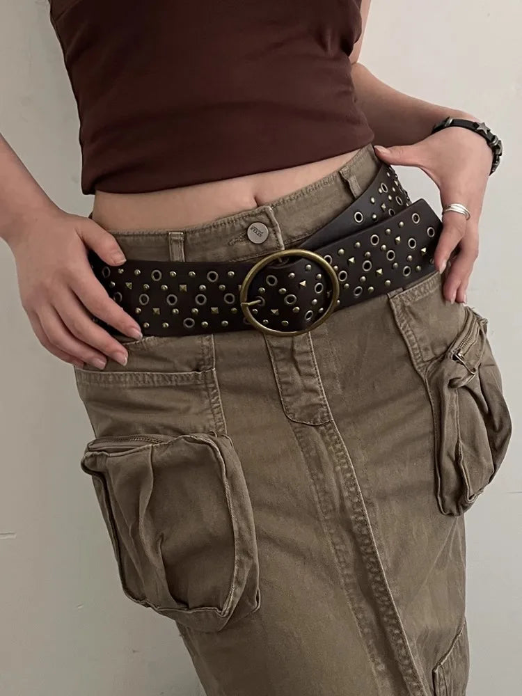Retro Gothic Rivet Wide Belt Main image