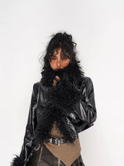 Faux Fur Trimmed Biker Jacket