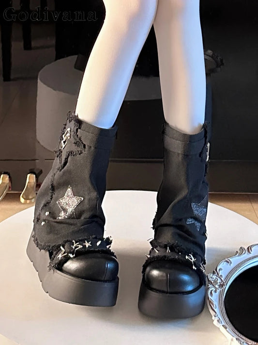 Sweet Lolita Canvas Y2K High-Heeled Gothic Boot