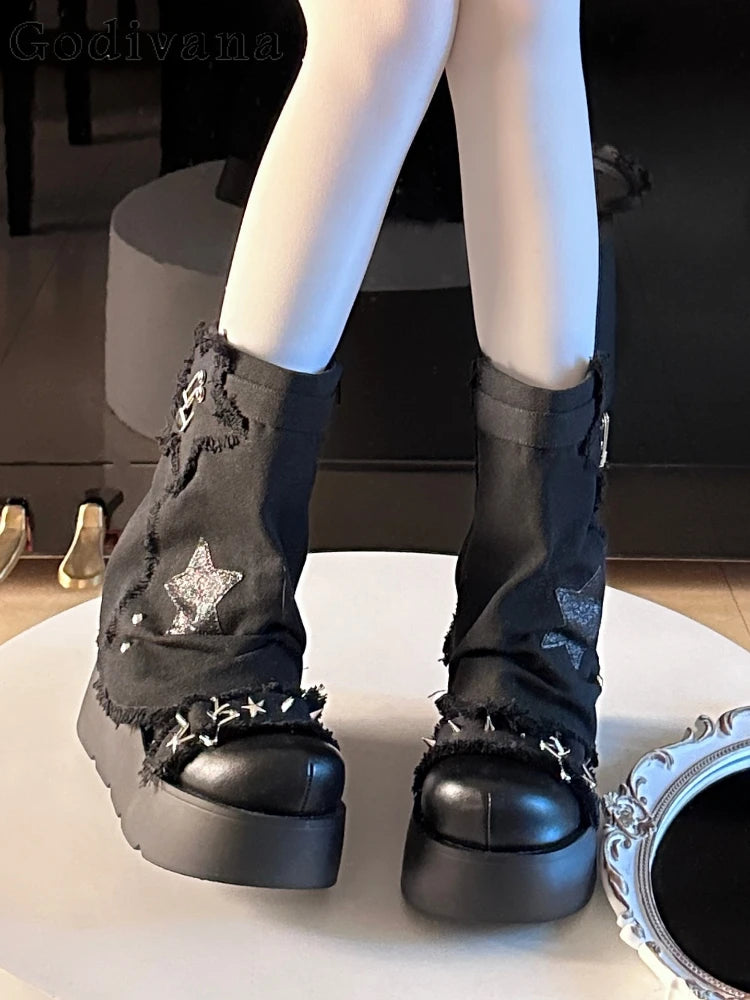 Sweet Lolita Canvas Y2K High-Heeled Gothic Boot Main image