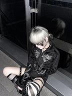 Printed Hooded Zipper Jacket