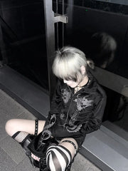 Printed Hooded Zipper Jacket