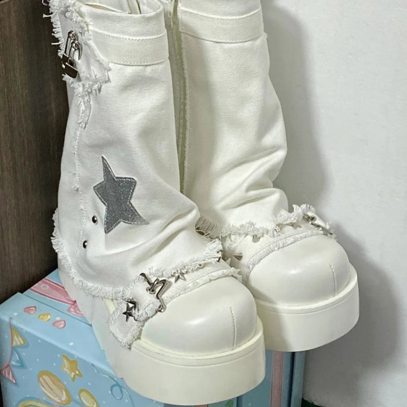 Sweet Lolita Canvas Y2K High-Heeled Gothic Boot Secondary image