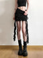 Mesh Patchwork Ruffled Mini Skirt