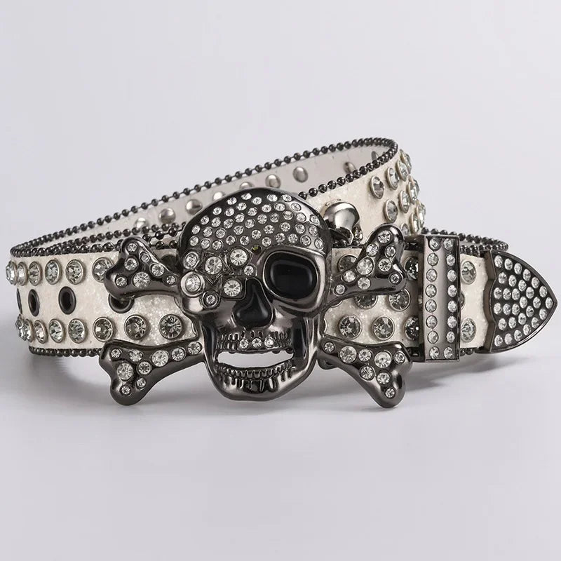 Punk Gothic Skull Diamond Rhinestone Belt
