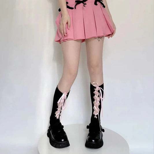 Gothic Lace-up Calf Strap Sock