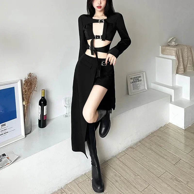 Techwear Patchwork Cargo Skirt