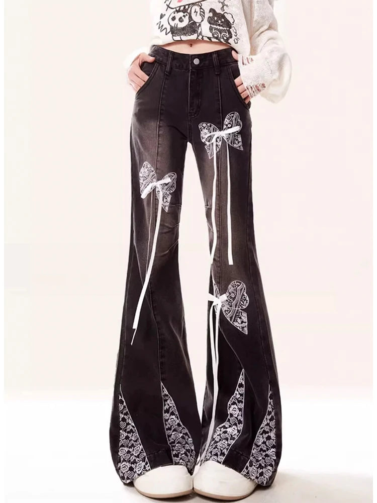 Black Gothic Flare Denim Pant Main image
