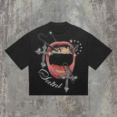 Summer Gothic Cross Graphic Print Cotton T-shirt
