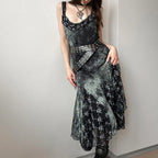Harajuku Print Sleeveless Midi Dress