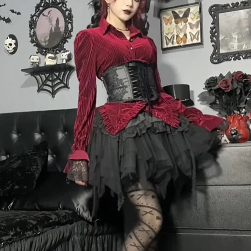 Retro Victorian Pleated Gothic Blouse
