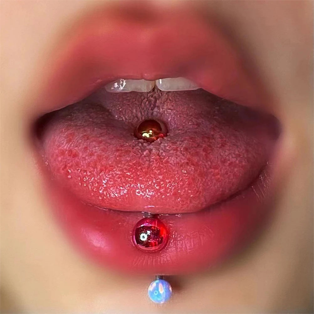 16mm Titanium Steel Colorful Ball Tongue Ring