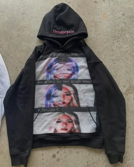 Gothic Casual Print Oversized Hoodie