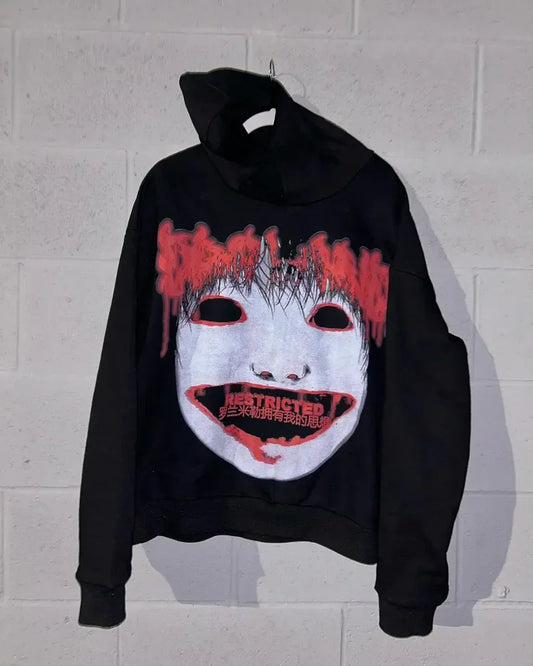 Gothic Pattern Print Oversized Hoodie